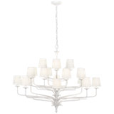 Amalfi 50" Three-Tiered Chandelier in Plaster White with Linen Shades
