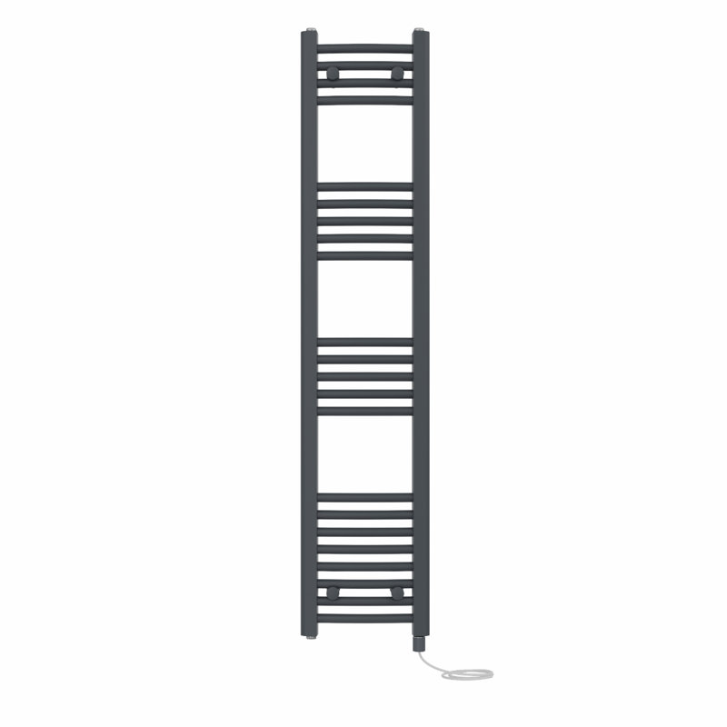 Cioffred Curved Towel Rail Heated Towel Rails, Anthracite, 140cm H x 30cm W x 3.4cm D