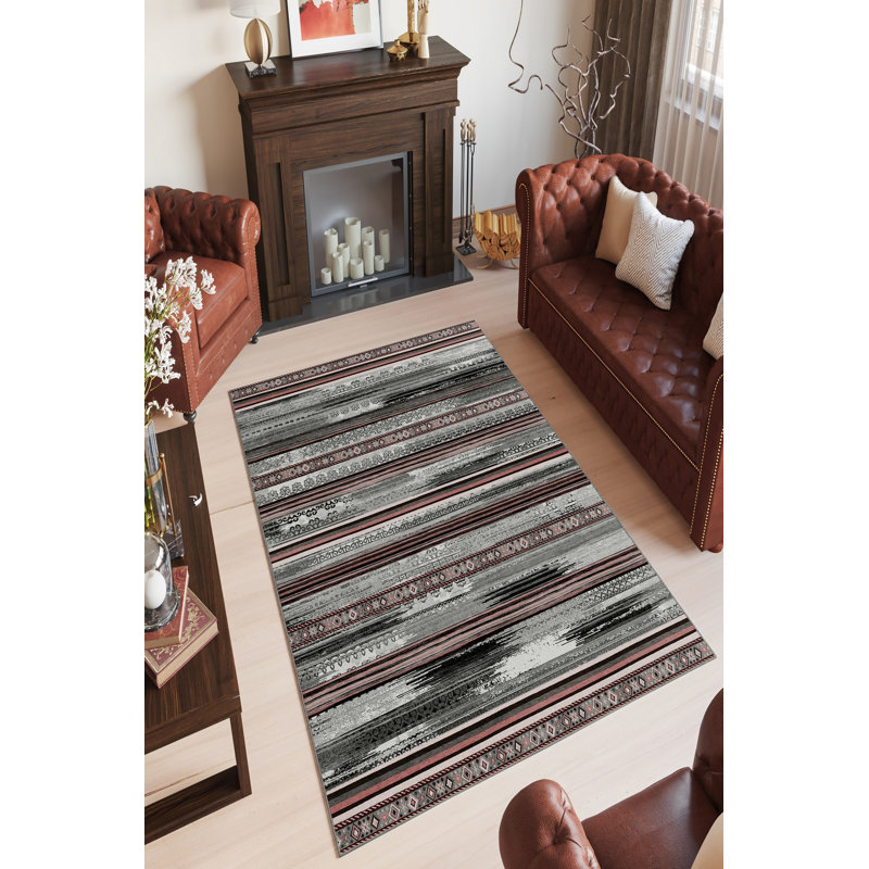 Eco-Friendly Area Rug, Grey, 5.9 x 9.2 Feet | 100% Polyester, 650 g/m², 0.2 in Pile Height | Antibacterial, Non-Slip PVC Dot Underside, Machine Washable, Perfect for Living Room & Bedroom Décor
