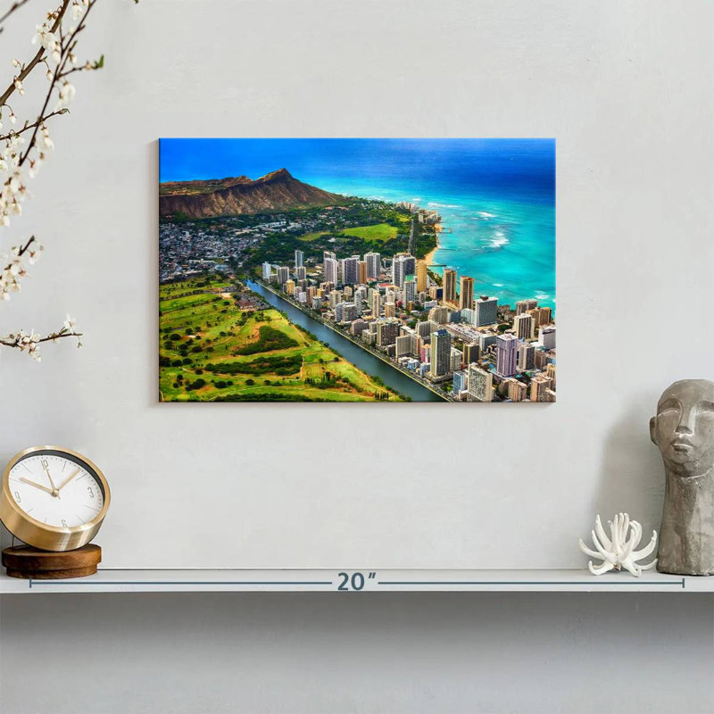 Waikiki vu d'en haut, H 8 po x l 12 po