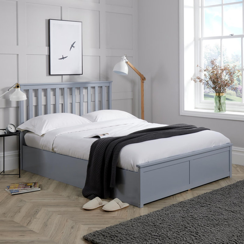Florida Wooden Ottoman Storage Bed, Double, Grey