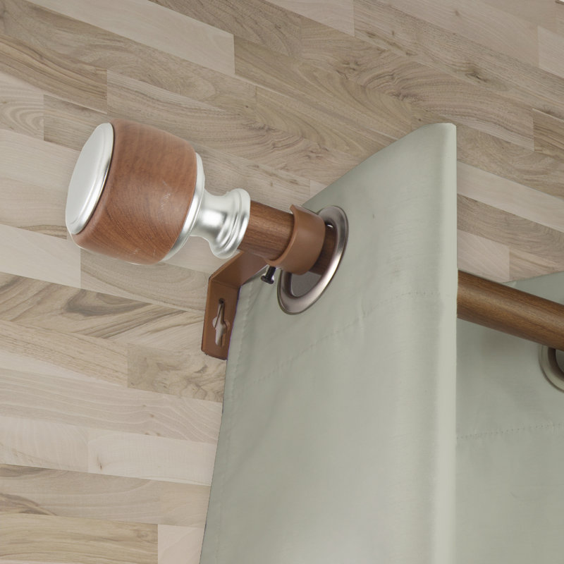 Tringle à rideaux simple en faux bois Abdulaahi, 66" - 120", Châtaigne
