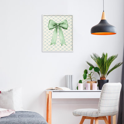 «Green Bow on Rose Quilt», giclée encadrée par Petal Prints Design