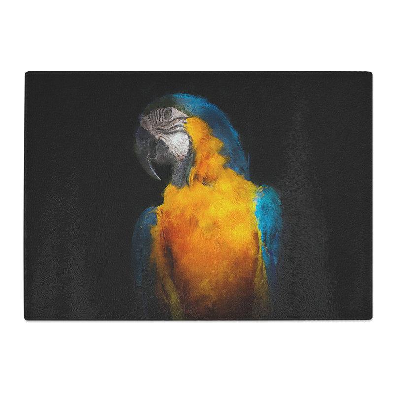 A Macaw Parrot Painting Chopping Board, 0.4cm H x 29cm W x 39cm L