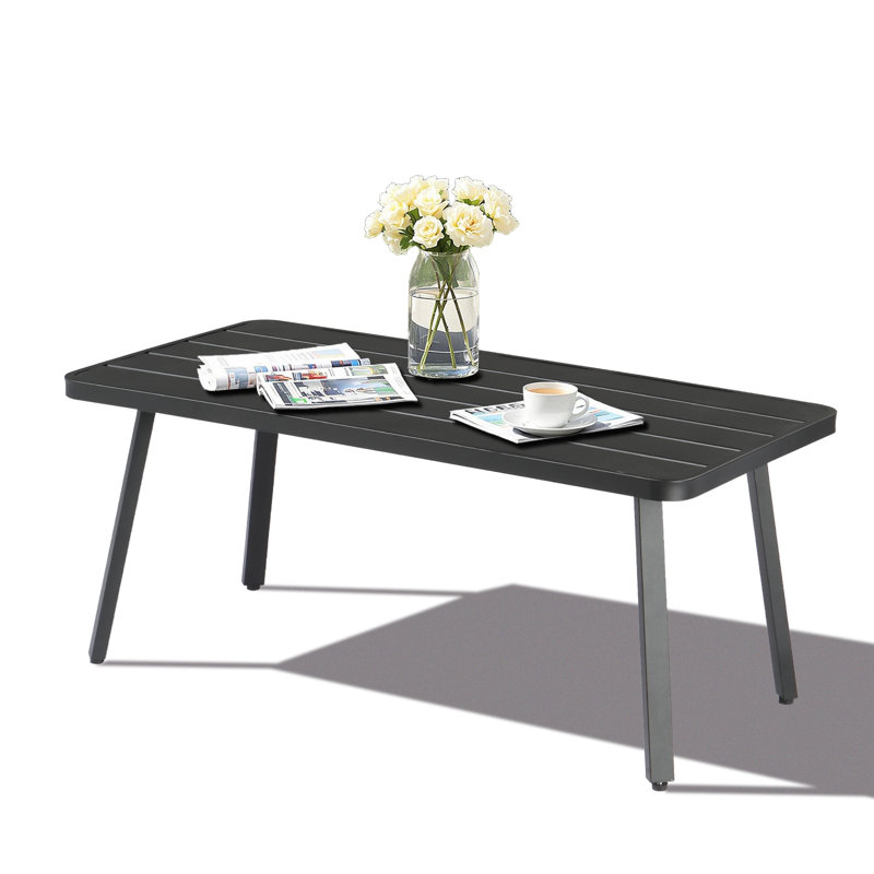 Black Steel Rectangle Patio Coffee Table