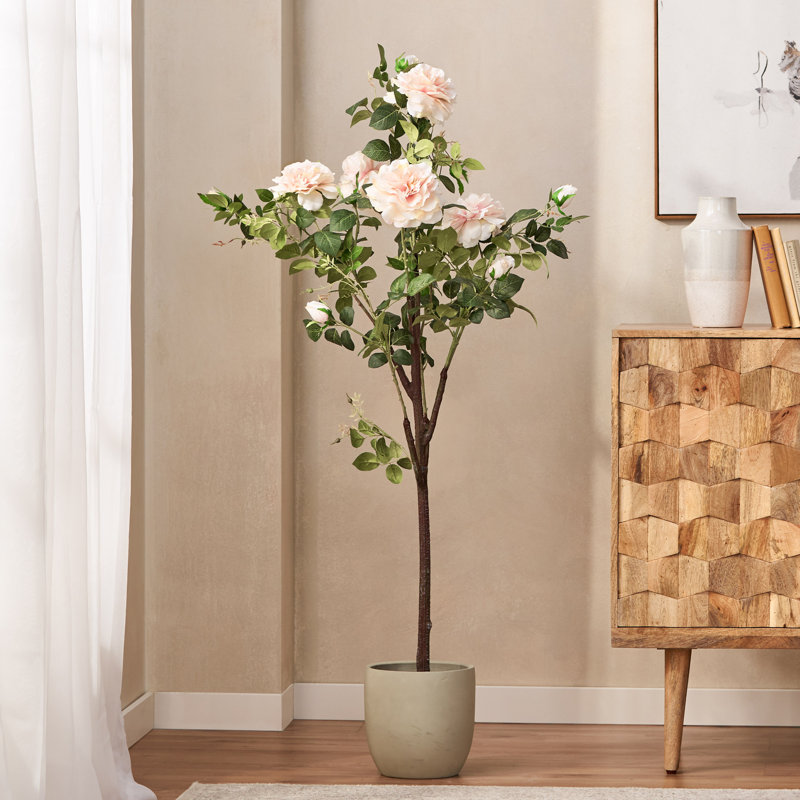 Arbre artificiel en fleurs sur pied, H 61 po x l 27,5 po x P 21 po