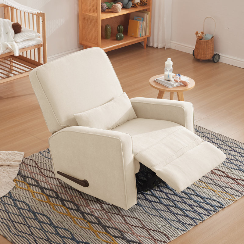 Azizi 33" Wide Modern Chenille Swivel Glider, Beige