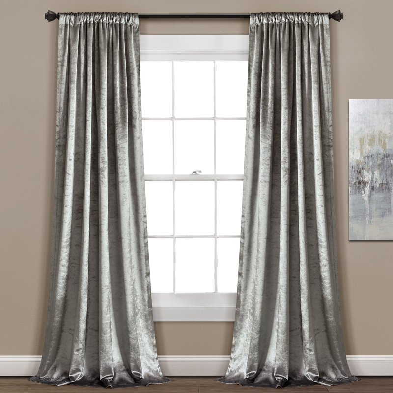 Paire de rideaux unis semi-transparents avec passe-tringle, Argent