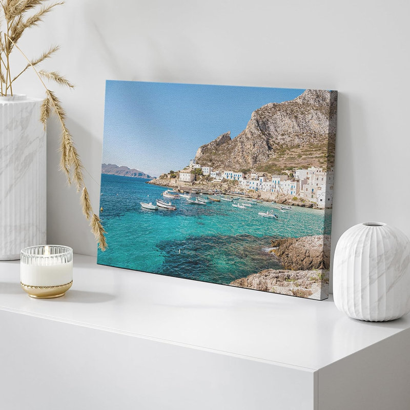 Méditerranée, paysage marin italien sur l'océan, impression sur toile, H 12 po x l 18 po x P 1,5 po