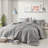 4 PCS Full/Queen Cationic Dyed Clip Jacquard Comforter Set With Throw Pillow Grey-114494787