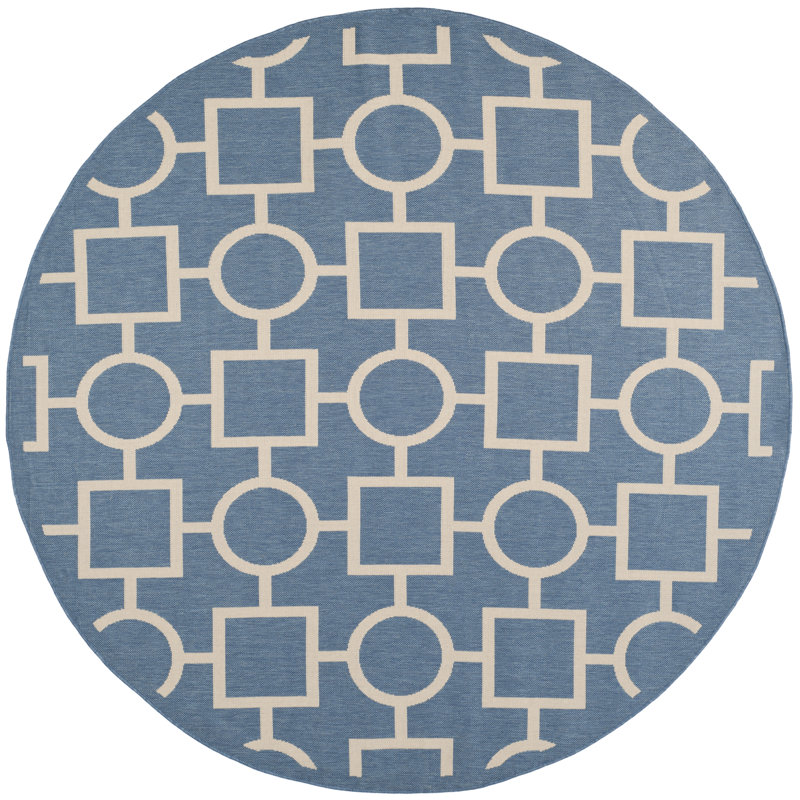 Courtyard Performance Geometric Rug, Round 7'10"