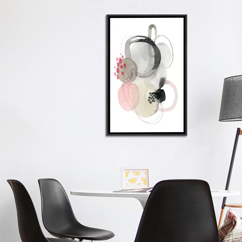 Reproduction d’art, "Strawberry punch I" par Grace Popp, Toile avec cadre noir patiné, Pas de tapis