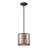 8 in. 1-Light Modern Drum Pendant Light with Boho Mica & Fabric Double Shade for Kitchen Island