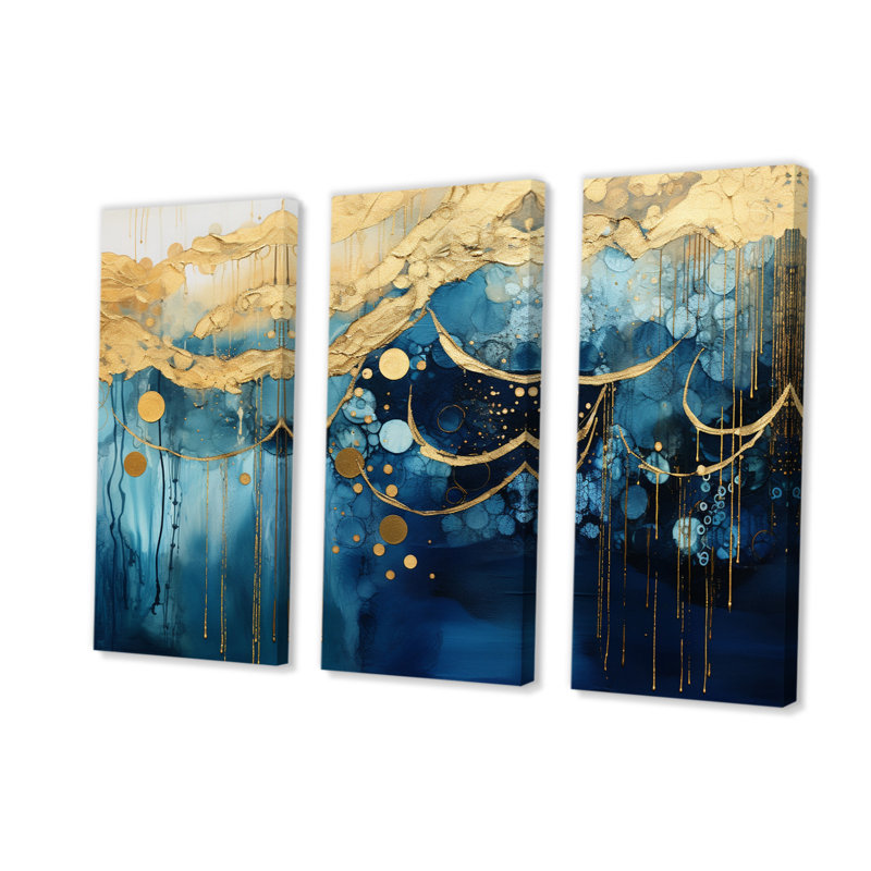 Sunlight Breaking In The Waves on Canvas, reproduction de 3 pièces, H 40 po x l 60 po x P 1 po