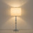 26.6" Modern Metal Table Lamp with White Fabric Shade-493606542-493606538