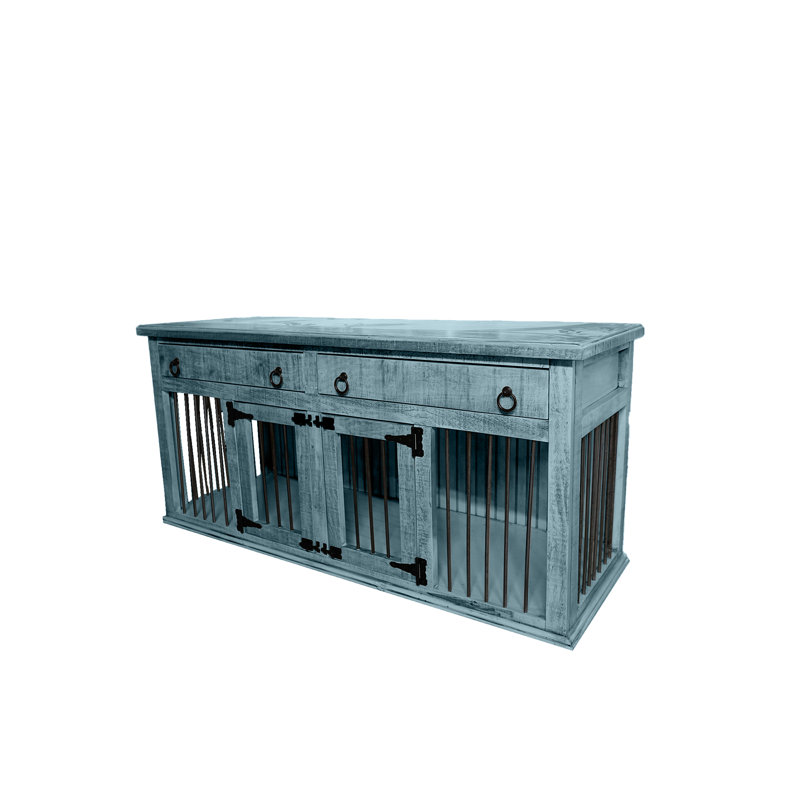 Emeram Furniture Style Crate with 2 Doors, Small (30" H x 64" W x 24" D), Interesting Aqua