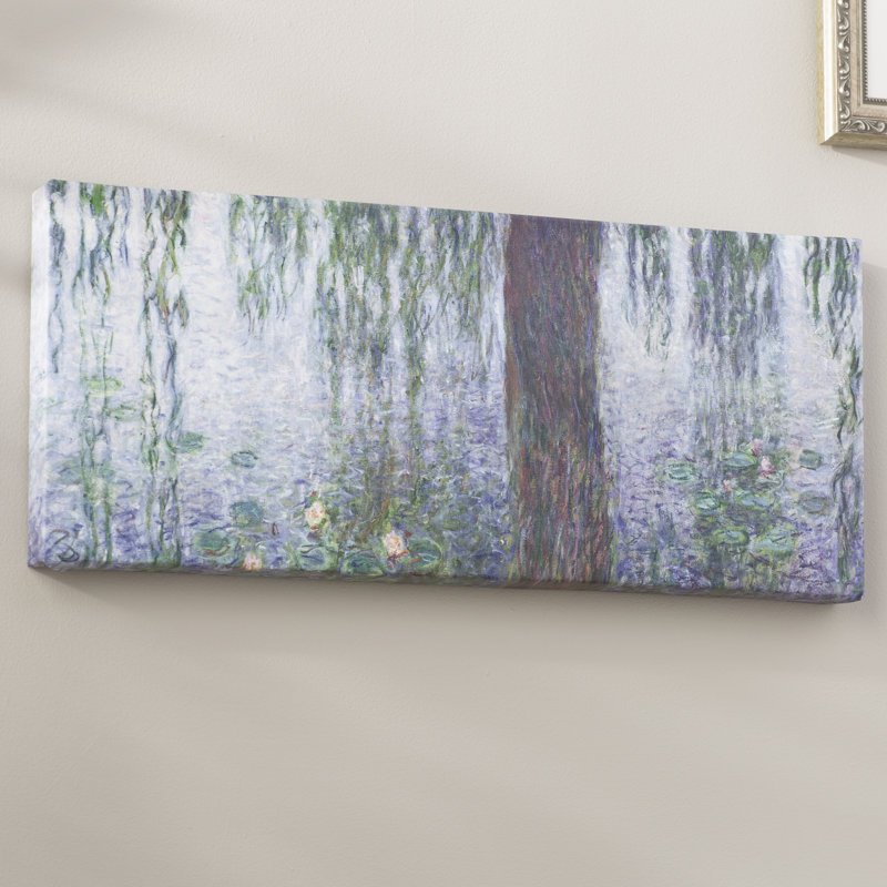 « waterlilies matinée » par claude monet, reproduction d’art sur toile tendue, H 14 po x l 32 po x P 2 po