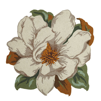Magnolia Shaped Hand Hooked Wool Rug