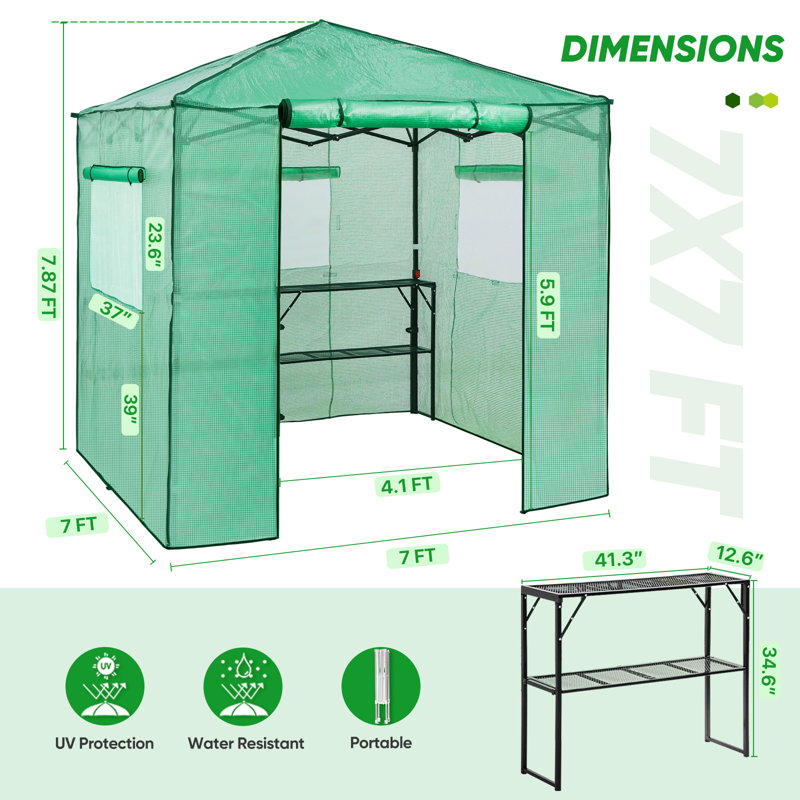 Pop Up Greenhouses 7 ft W x 7 ft D Greenhouse