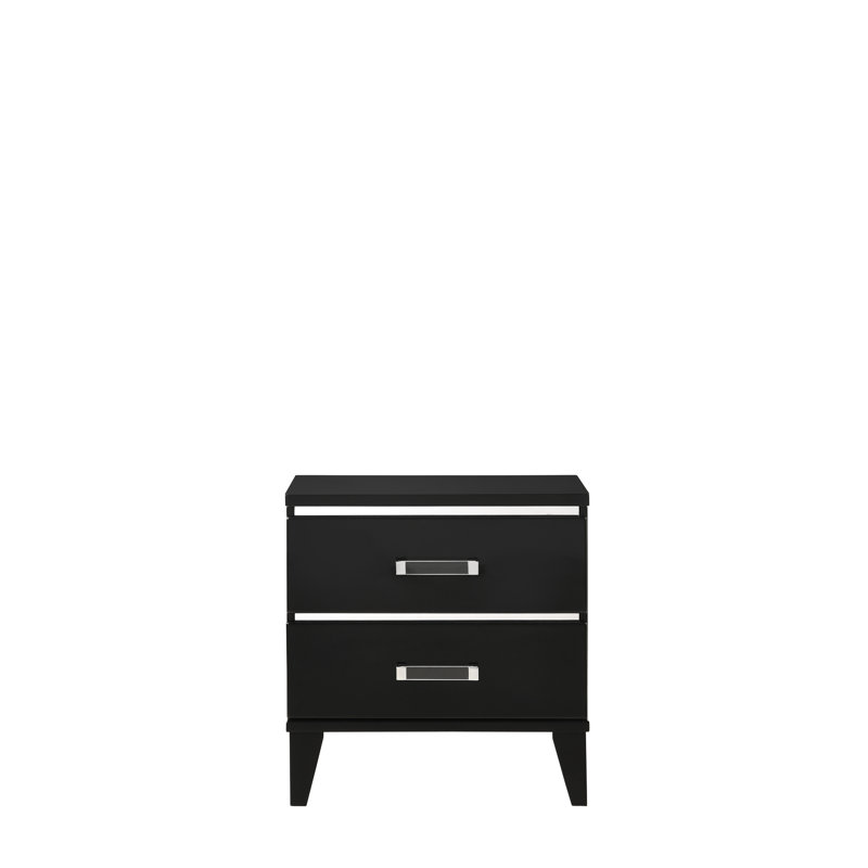 Table de chevet deux noir avec attrait moderne - Mises à jour de la capacité de rangement de la chambre à coucher