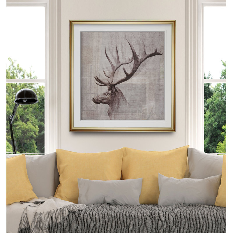 " Open Range II ", 17.5" H x 17.5" W x 1.5" D, Gold Framed