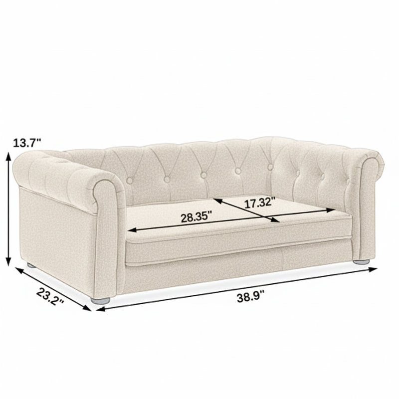 Élégant lit pour animal de compagnie rectangulaire conçu pour les chiens de petite et moyenne taille, canapé pour chien surélevé durable, canapé pour chien moelleux, canapé pour chien contemporain et élégant - beige