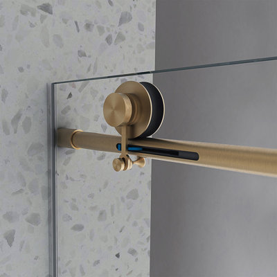 60*63 Brushed Gold Frameless Shower Door With Adjustable Soft Closing And Easy Cleaning