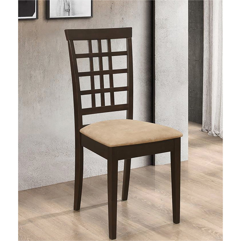 De 2 chaises d'appoint cappuccino avec rembourrage beige - dossier géométrique, salle à manger et coussin confortable