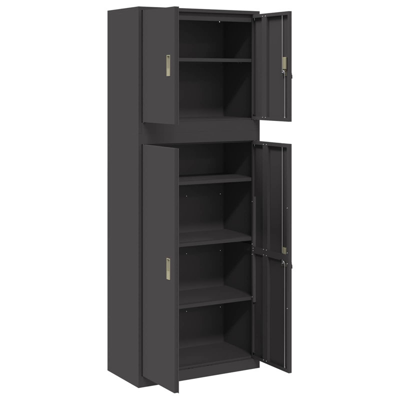 Storage Cabinet Steel Lockable, Black
