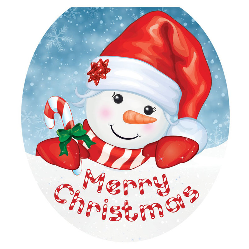 Décalcomanie de siège de toilette bonhomme de neige bonbon Candy, Rond