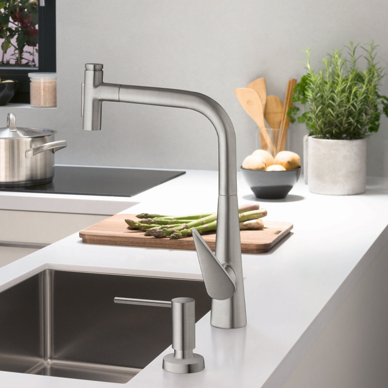 Robinet de cuisine hansgrohe Talis Select S HighArc, 2 jets extractibles, 1,75 gal / min, Acier inoxydable