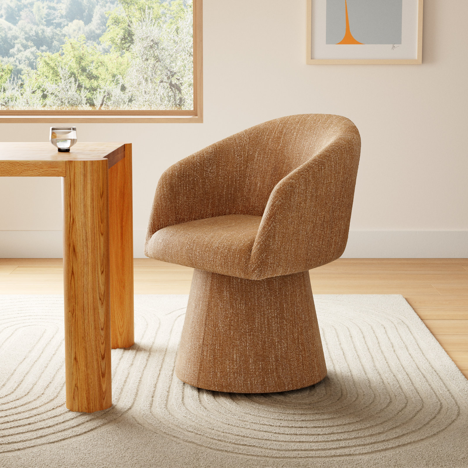 Kyo Swivel Armchair, Mellow Mustard Boucle