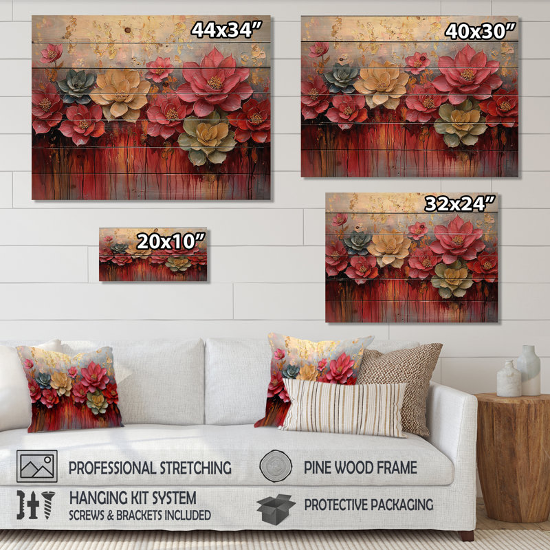 Vibrant Garden Haworth And Echeveria Succulent II - Succulent Wood Wall Decor - On Natural Pine Wood, 10" H x 20" W x 0.78" D