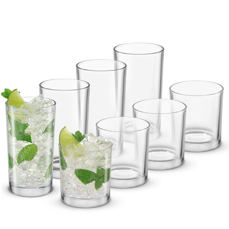 Alain Clear Glass 8-Piece Highball and Lowball Set