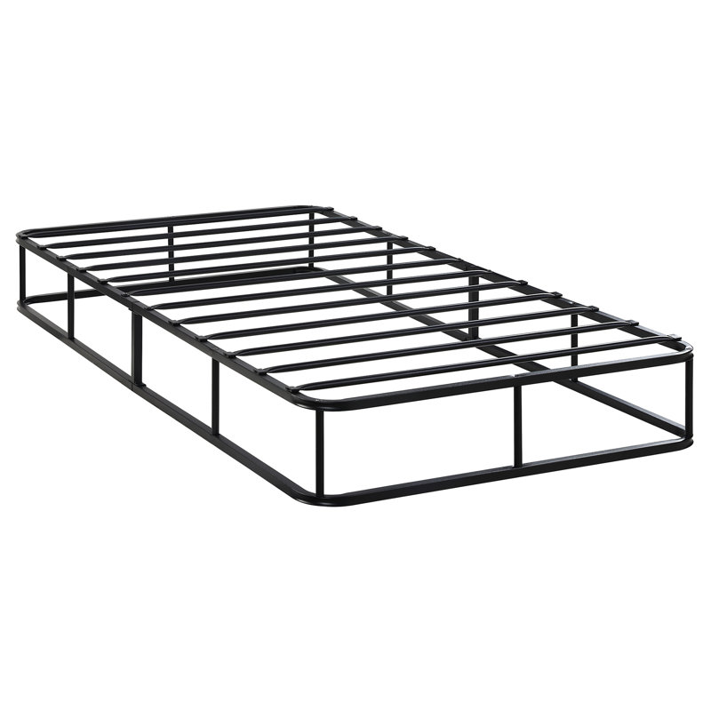 Sommier simple - structure en métal noir avec tissu texturé, hauteur de 8,5 po, support à 12 lattes, assemblage facile, capacité de poids de 350 lb, structure et housse de lit simple pour lit simple, hauteur de 12