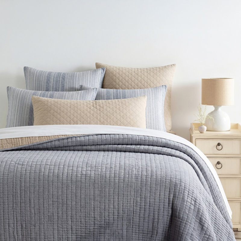 Crinkle Denim Gauze Blanket, 96" L x 91" W