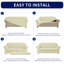 Housse de canapé en jacquard 2 pièces, housse extensible en polyester spandex pour le salon, protection facile à installer et lavable (canapé, ivoire)-1838176999-1838177002