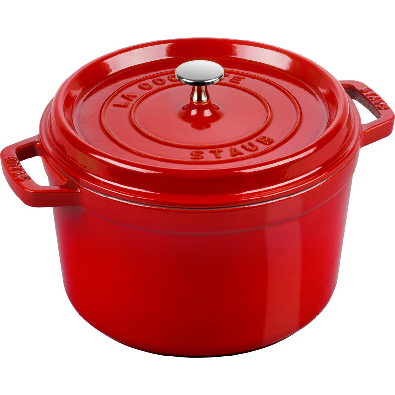 Staub Cast Iron 5-qt Tall/Deep Round Cocotte, Red