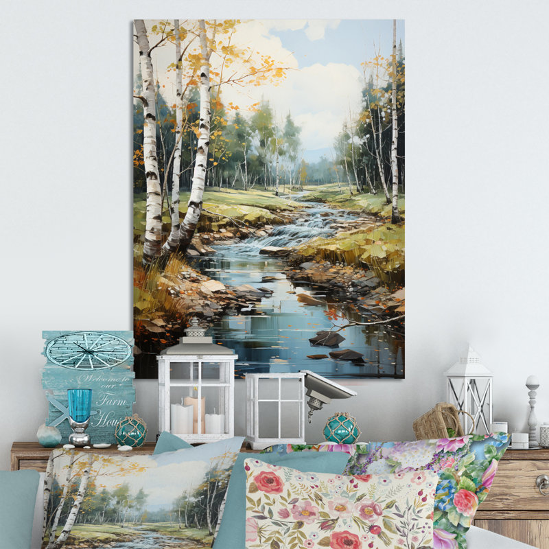 Birch Woods Serenity Falls II - décoration murale florale en métal, H 32 po x l 16 po x P 1 po