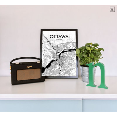 Ottawa City Map - Panoramic Print