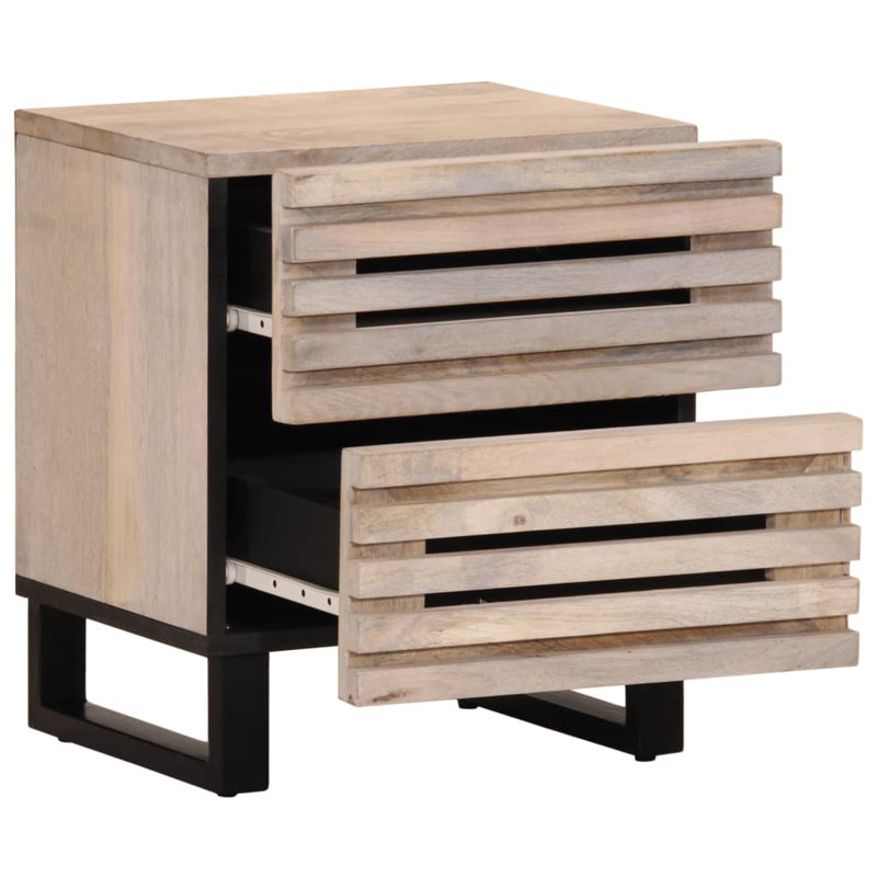 40cm W Steel Bedside Table, Natural