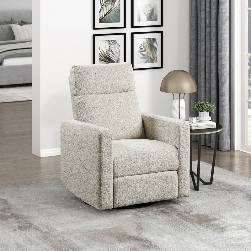 Kemontez 30" Modern & Contemporary Chenille Fabric Swivel Glider Reclining Chair with 360-Degree Swivel & Gentle Gliding Motion