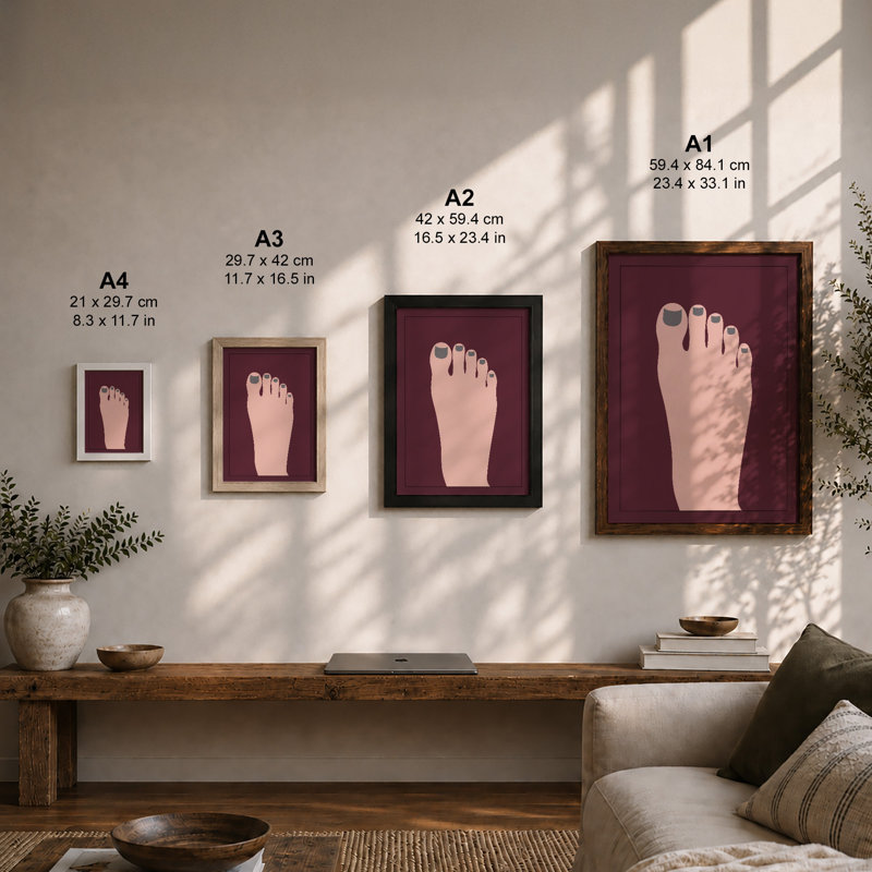 Swollen Foot Study Minimalist - Framed Print, A2 - 59.4 x 42.0 cm, Walnut