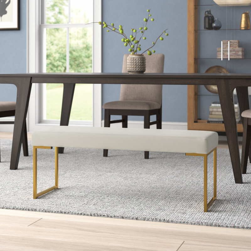 Aubreana Velvet Upholstered Bench, Off White