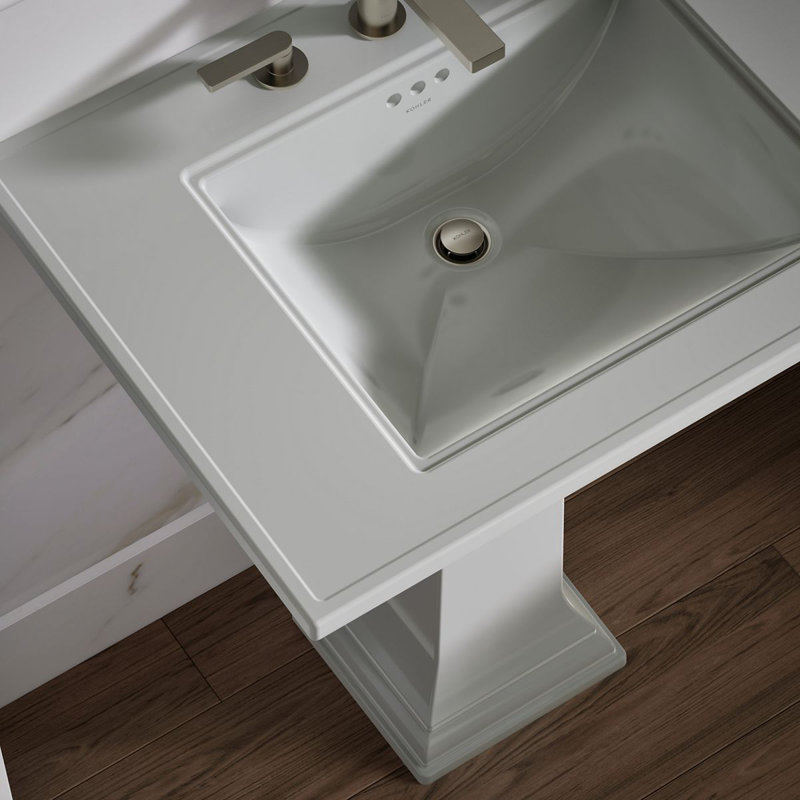 Memoirs® Stately 24" Pedestal Bathroom Sink with 4" Centerset Faucet Holes, Ice Gray, 8" Centers