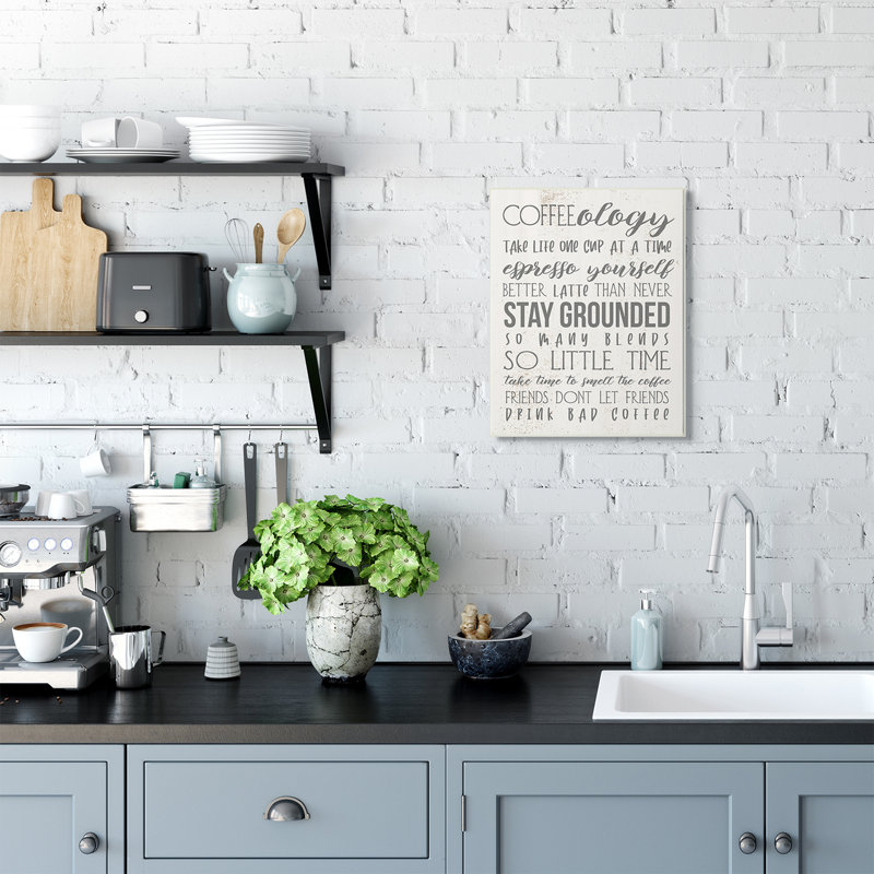 «Coffee-Ology Motivational Life Puns Kitchen Humor» par Daphne Polselli, reproduction d'art graphique, Plaque murale