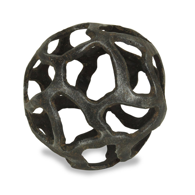 Sculpture Monty Orbe en fonte, H 6 po x l 6 po x P 6 po, Noir