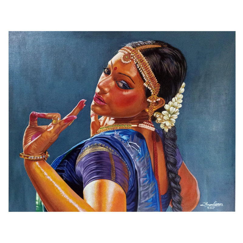 Bharatnatyam Dancing Lady | Peinture acrylique sur toile par Arun Kumar