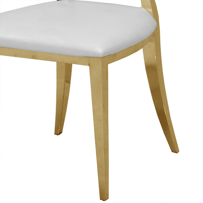 Chaises de salle à manger modernes, chaises de cuisine en similicuir Dilks, Doré, Blanc