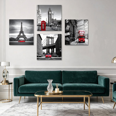 4 Piece Floater Frame Wall Art Set on Canvas
